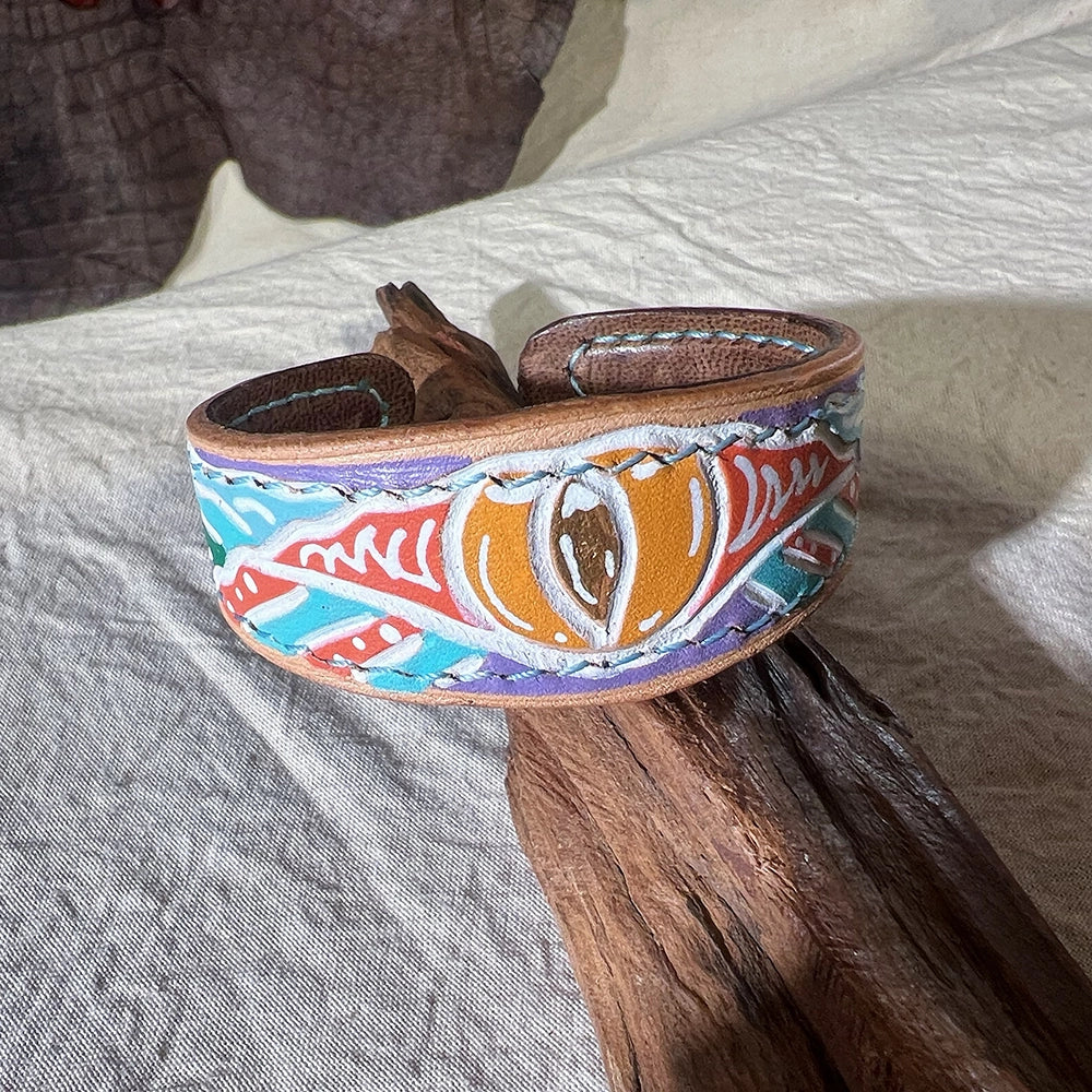 “Golden Eye” Hand Made Genuine Leather Bracelet