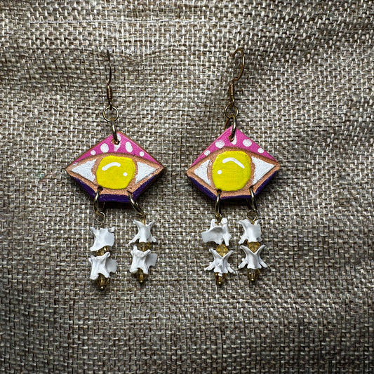 “Pink Iris” Hand Made Genuine Leather Earing Ware