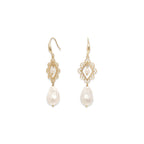 10-11mm White Freshwater Pearl Vintage Drop Earrings