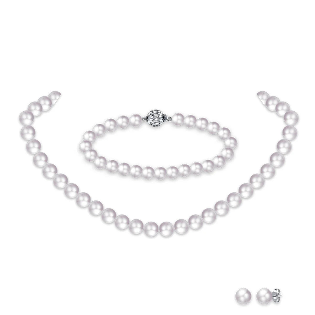 7.5-8.0mm White Freshwater Pearl Set- AAA Quality