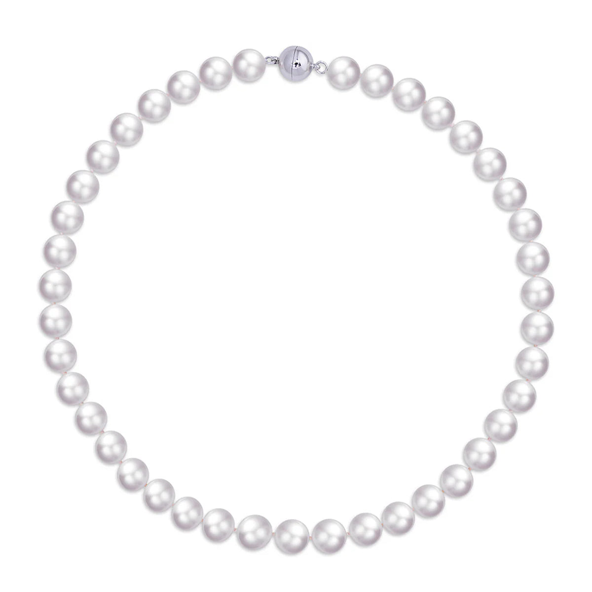 10-11mm White Freshwater Round Pearl Necklace - AAA Quality