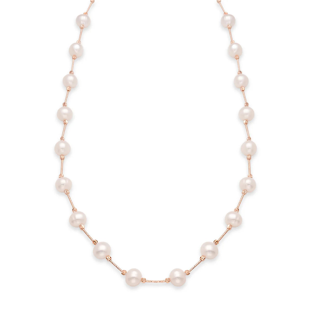 9mm White Freshwater Pearl Tincup Necklace