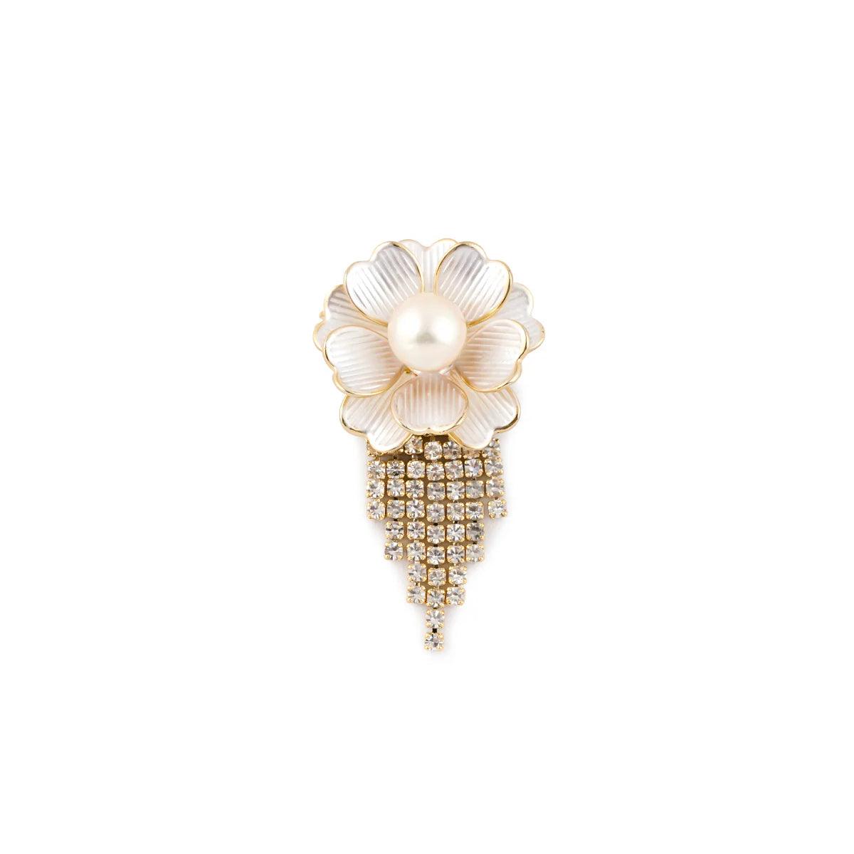 7-8mm Freshwater Pearl & Diamond Flower Brooch