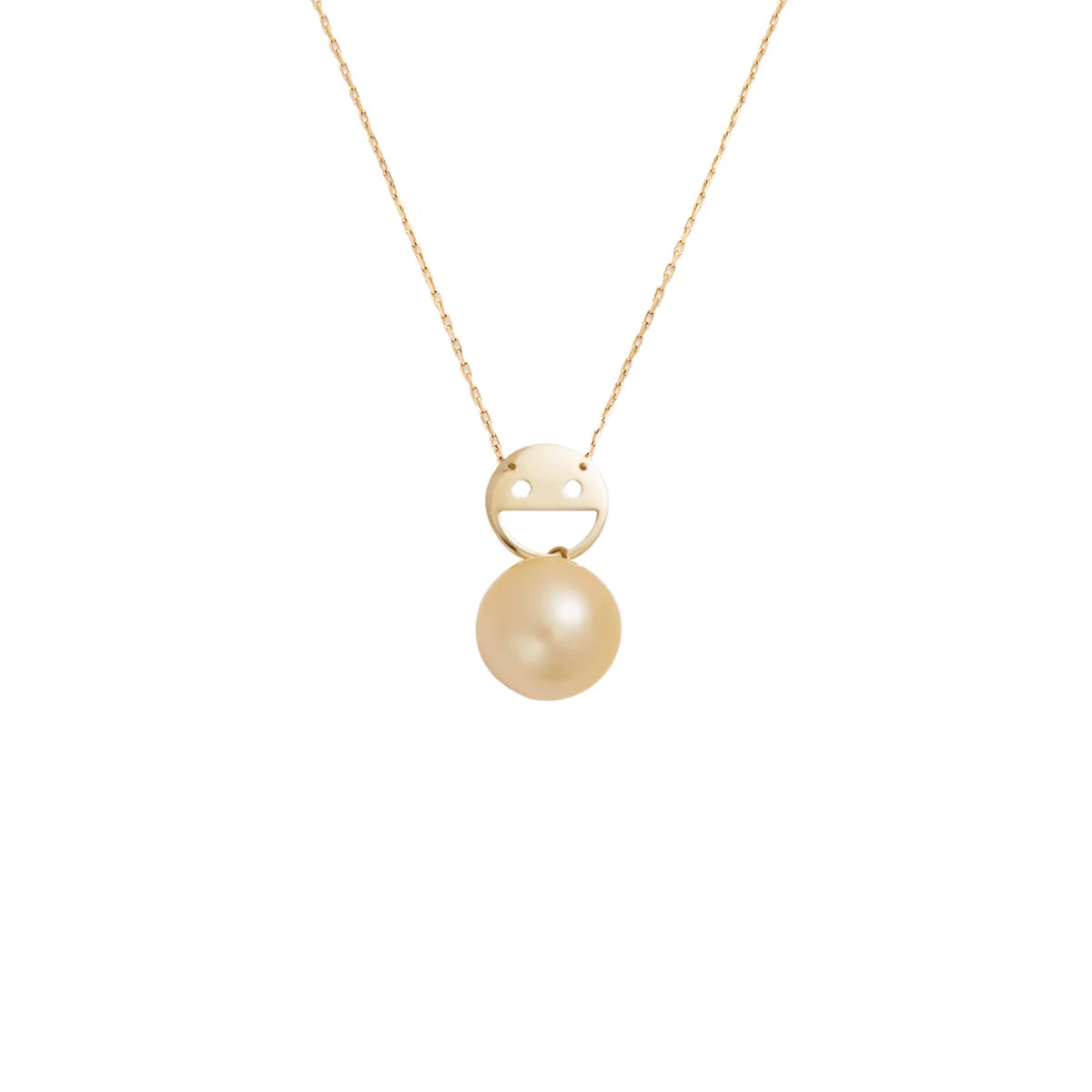 Golden South Sea Pearl Smiley Face Necklace