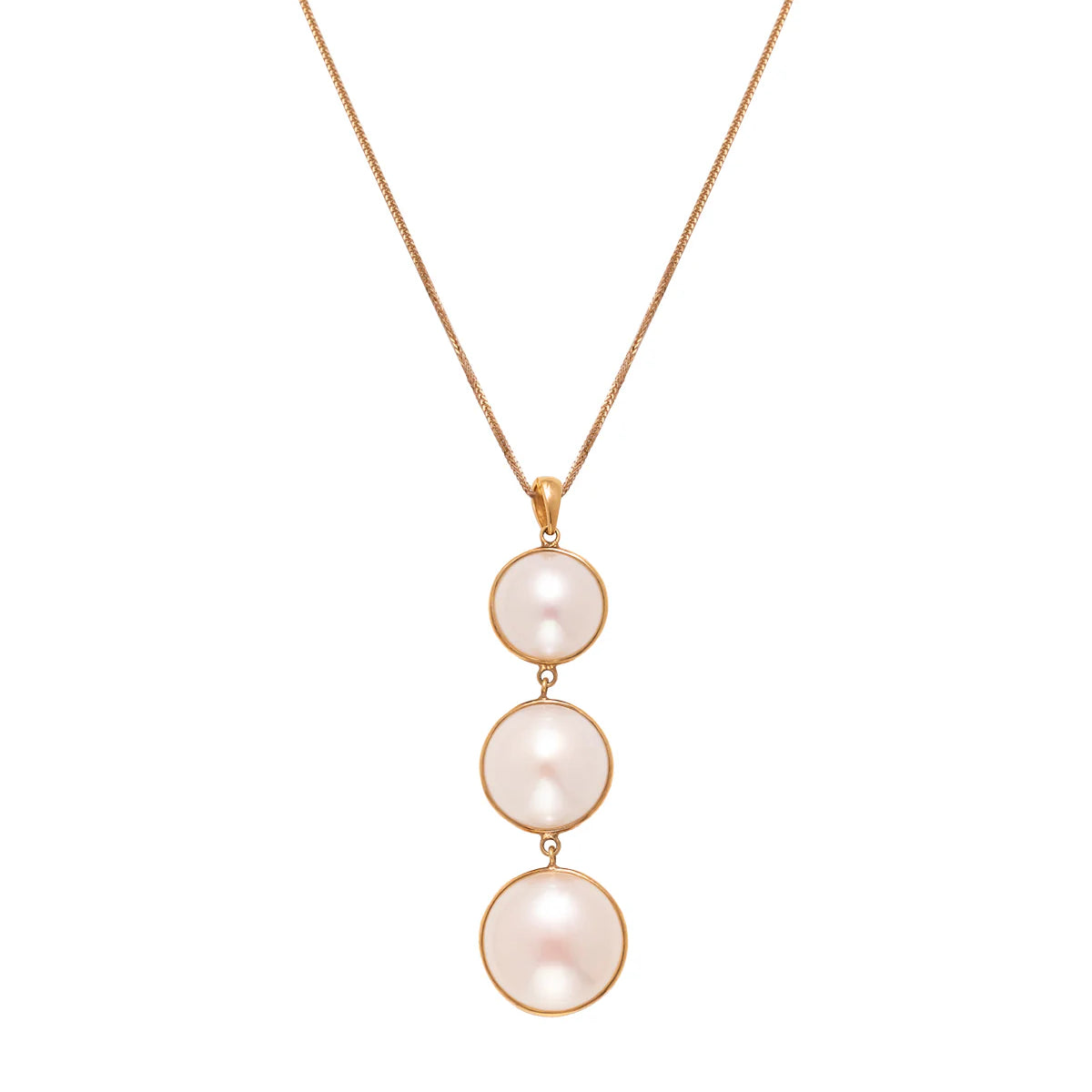 Japanese Seawater Mabe Pearl Triple Pendant