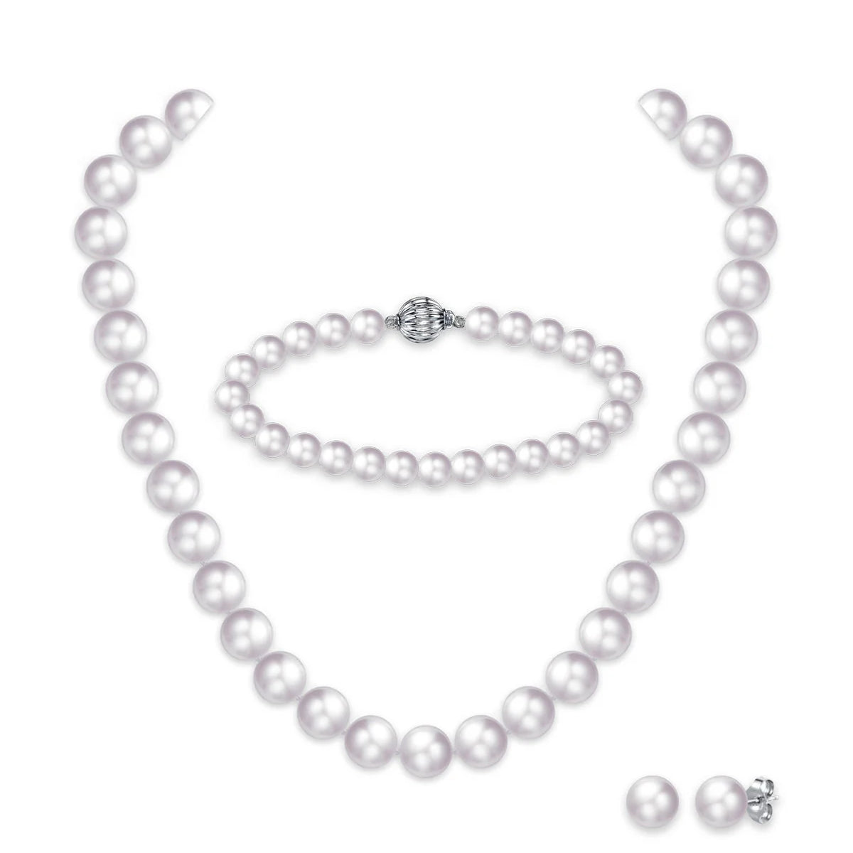 10-11mm White Freshwater Round Pearl Set - AAA Quality