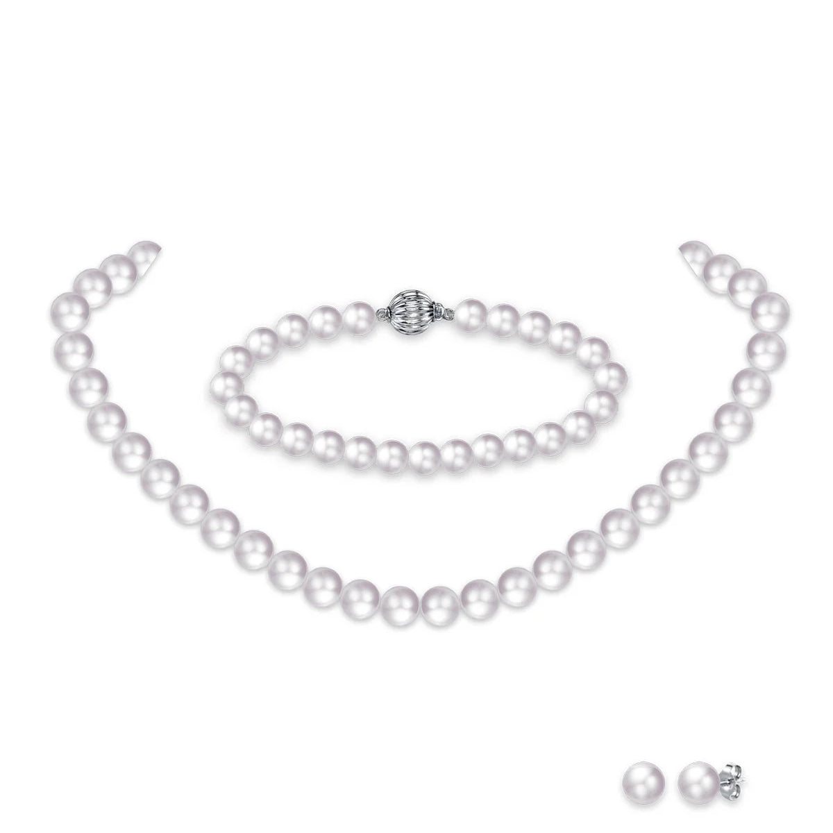 8.0-8.5mm White Freshwater Pearl Set - AAAA Quality