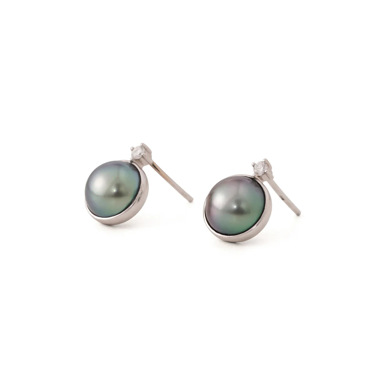 Tahitian South Sea Pearl & Diamond Eternal Stud Earrings