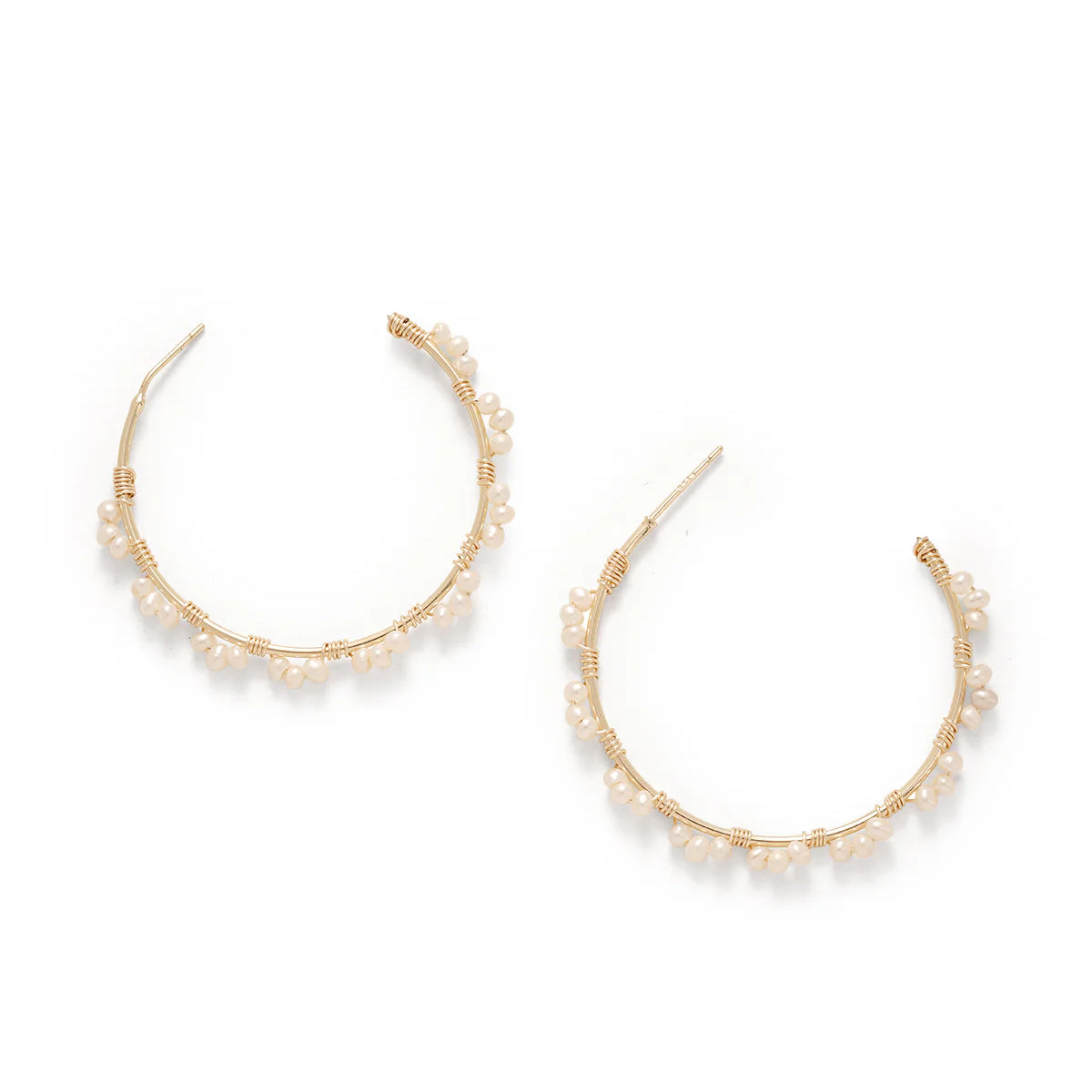 2.5-3.5mm White Freshwater Pearl Hoop Earrings