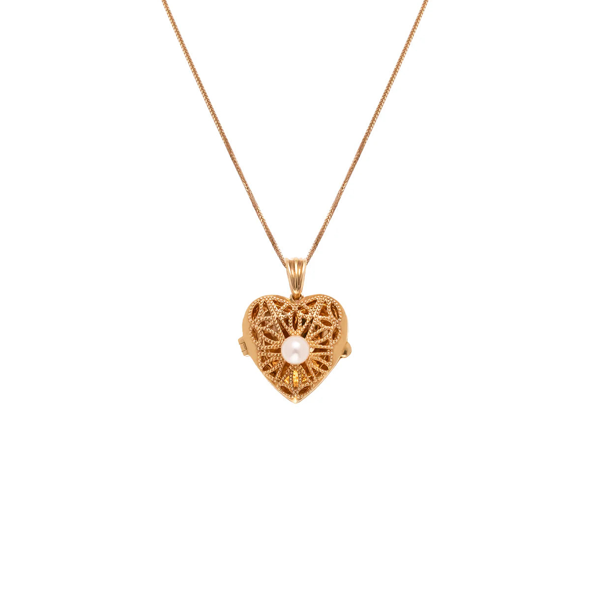 Akoya Pearl Cutout Heart Locket Pendant