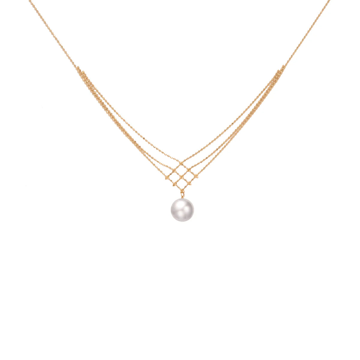 Akoya Pearl Delicate Mesh Necklace