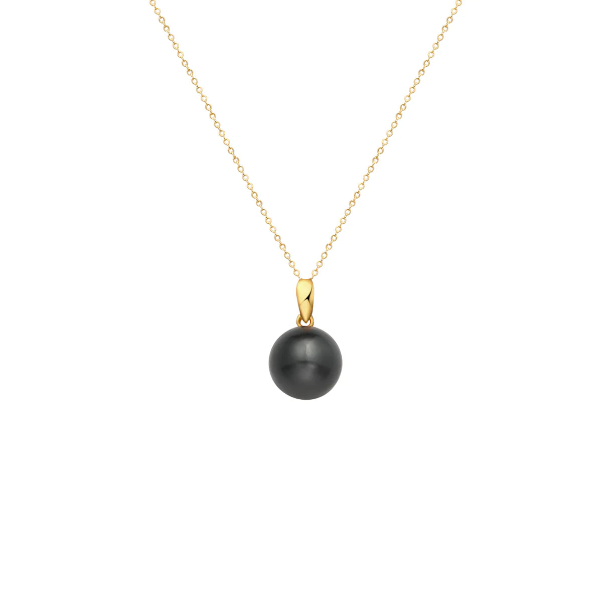 9-10mm Black Freshwater Pearl Gold Pendant