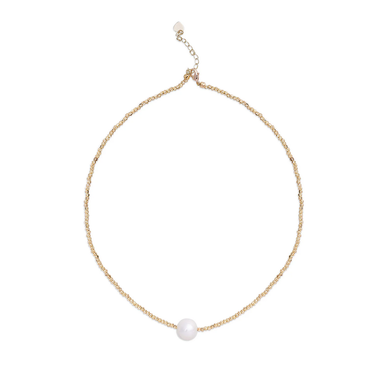 14K Gold Chain 10-11mm Freshwater Pearl Bean Necklace