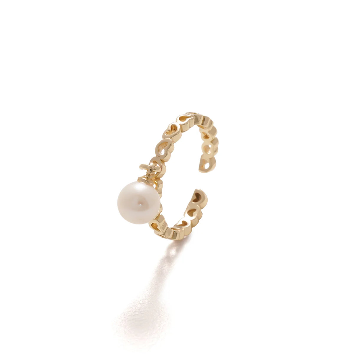 7-7.5mm Freshwater Pearl Hollow Heart Ring