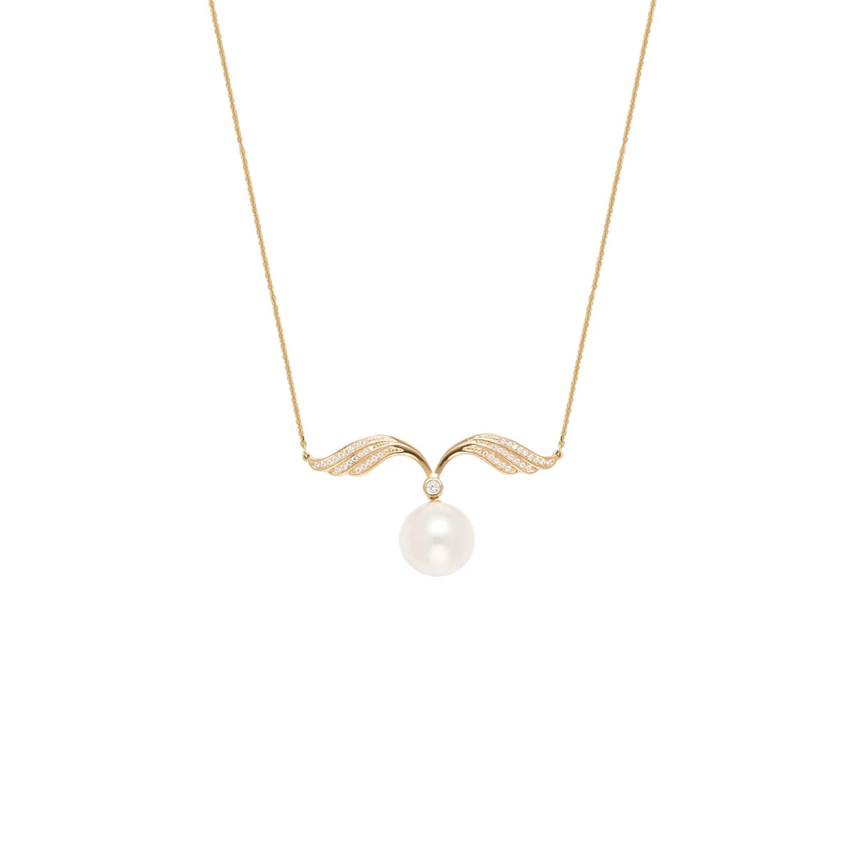 White South Sea Pearl & Diamond Angel's Wings Necklace