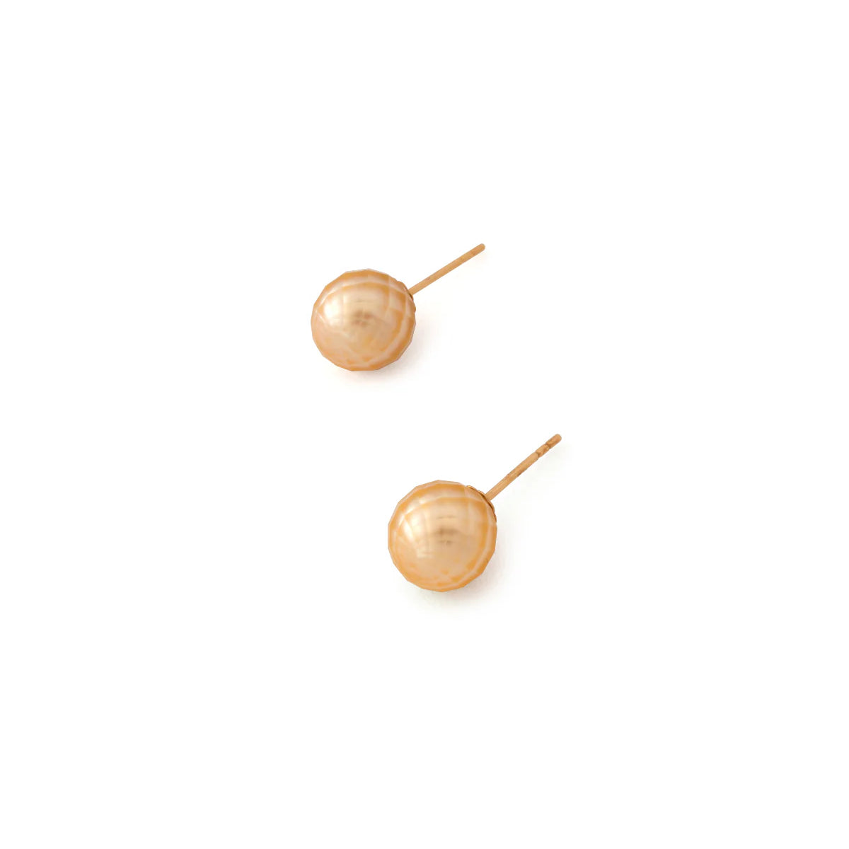 Golden South Sea Pearl Textured Round Stud Earrings