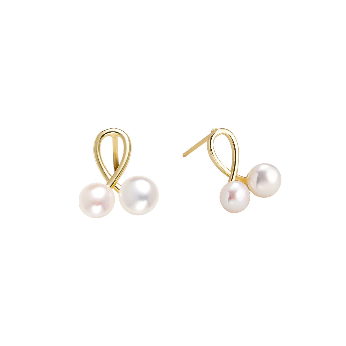 5-6mm White Freshwater Pearl Stud Cherry Earrings