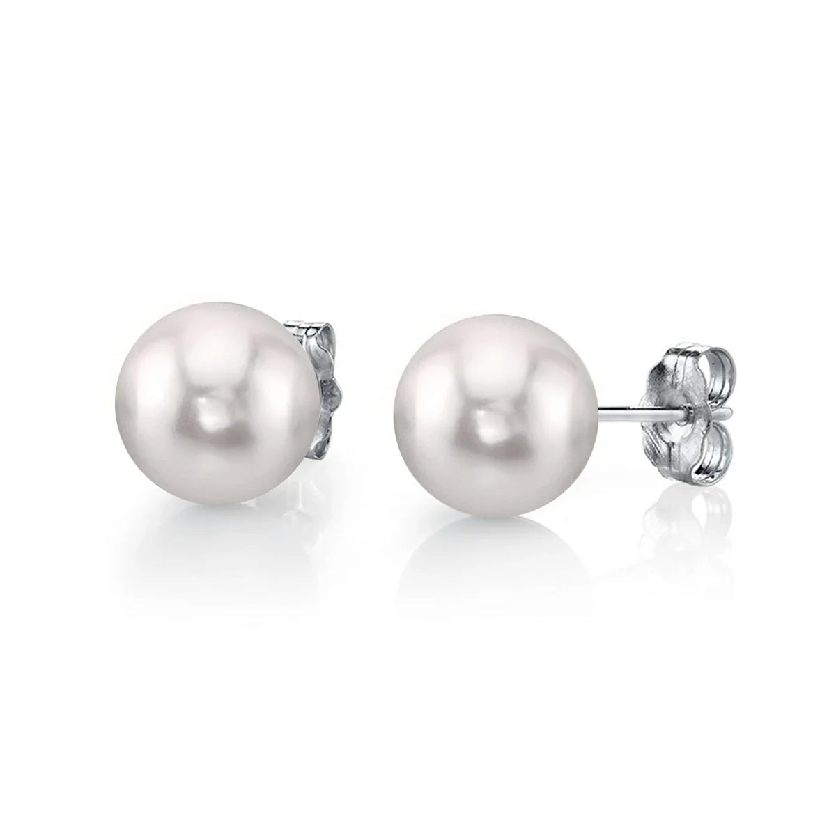 7.0-7.5mm White Akoya Round Pearl Stud Earrings