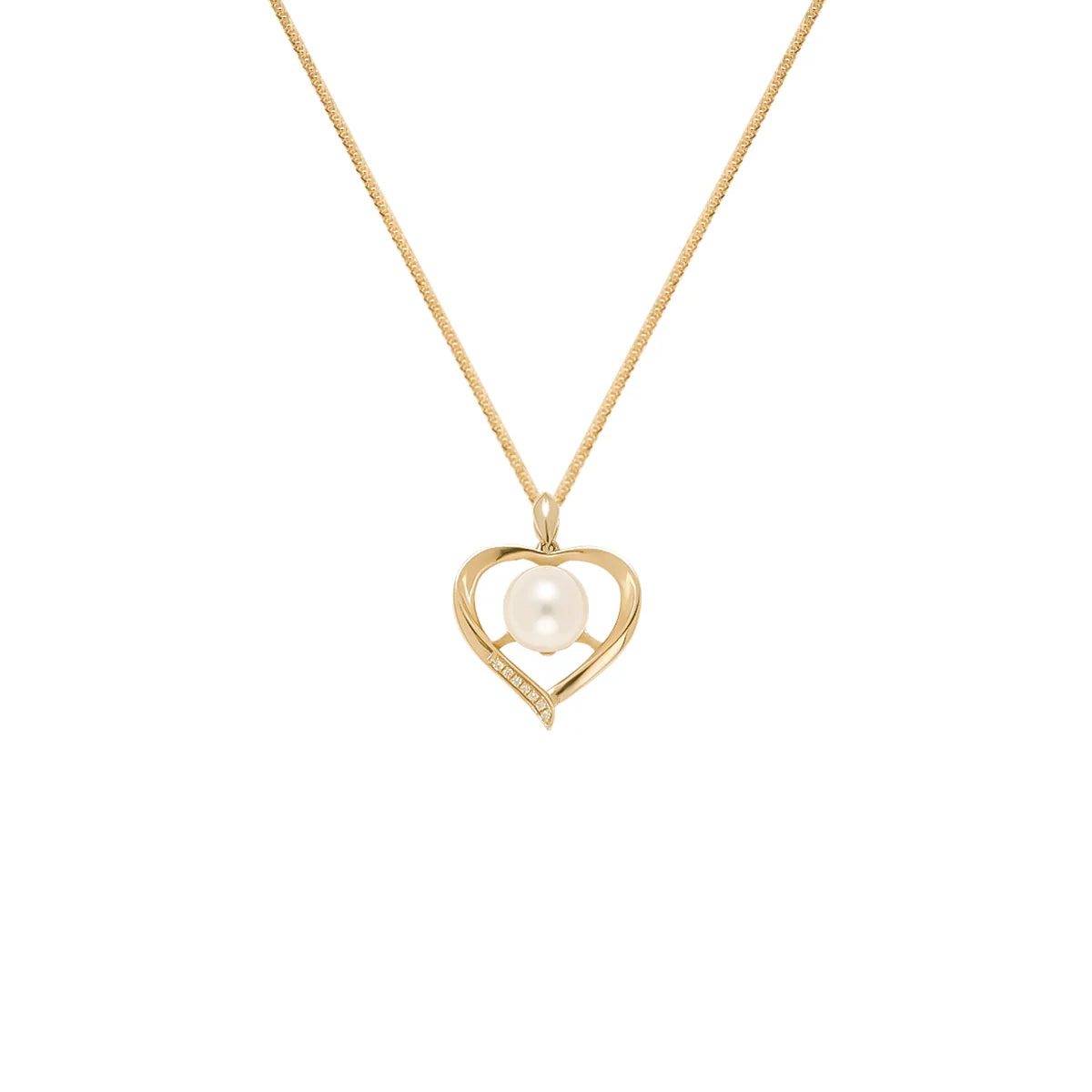 Akoya Pearl & Diamond Heart Amour Pendant