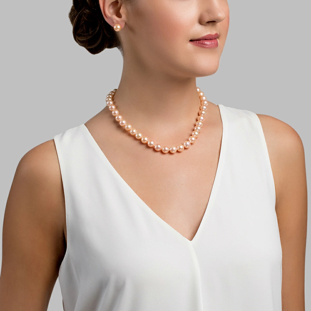 10-11mm Peach Freshwater Pearl Necklace - AAA Quality