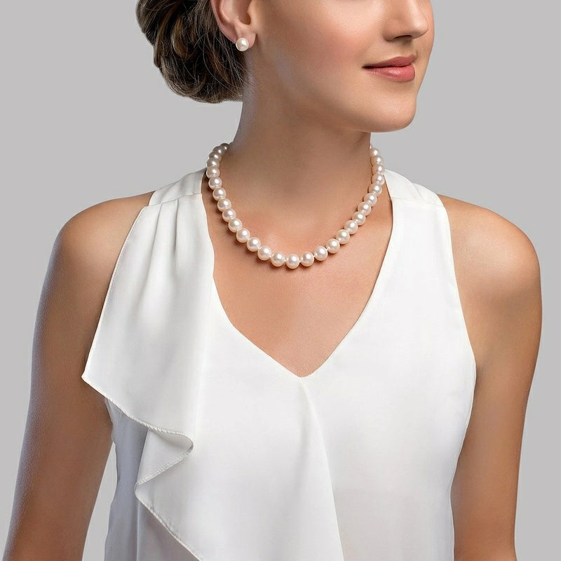 11.5-12.5mm White Freshwater Pearl Necklace - AAAA Quality