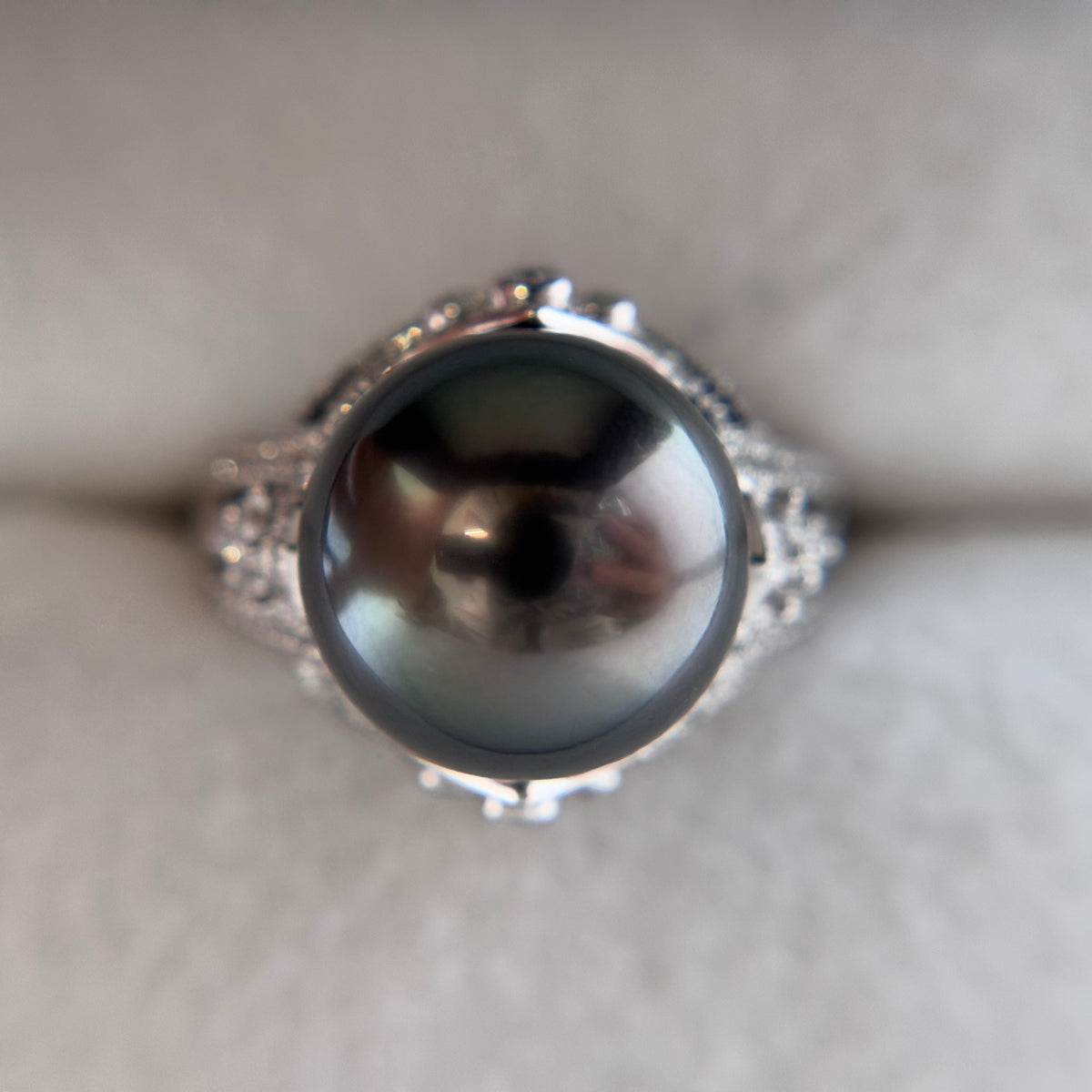 12mm Certified Tahitian South Sea Pearl & Diamond Ring