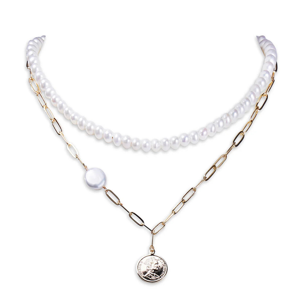 Star magnetic buckle design 5-6mm simple freshwater pearl necklace/suitable for stacking