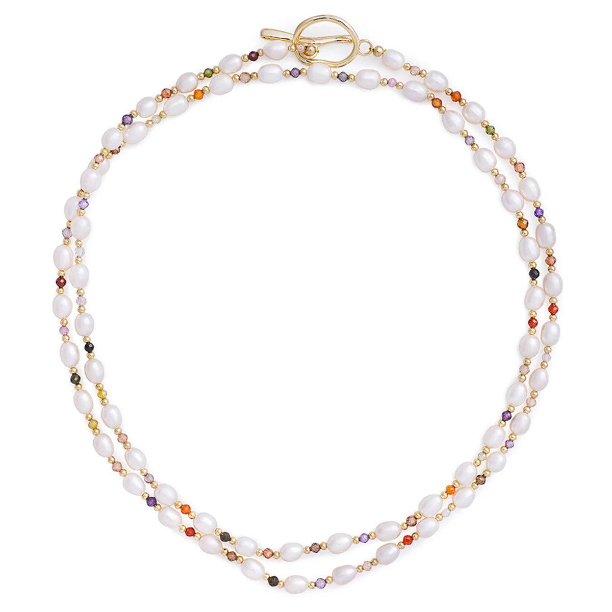 5.0-6.0mm Freshwater Pearl Double Strand Multicolor Cersei Necklace