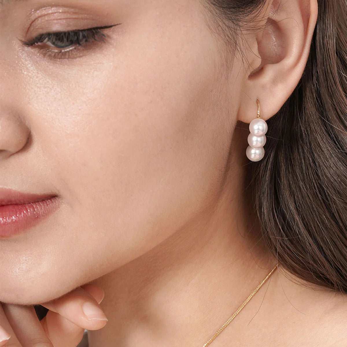 Akoya Pearl Triple Drop Earrings