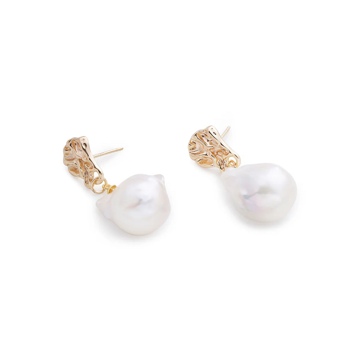 Vintage Style 14K Gold Filled Natural Freshwater  Baroque Pearl Drop Earrings