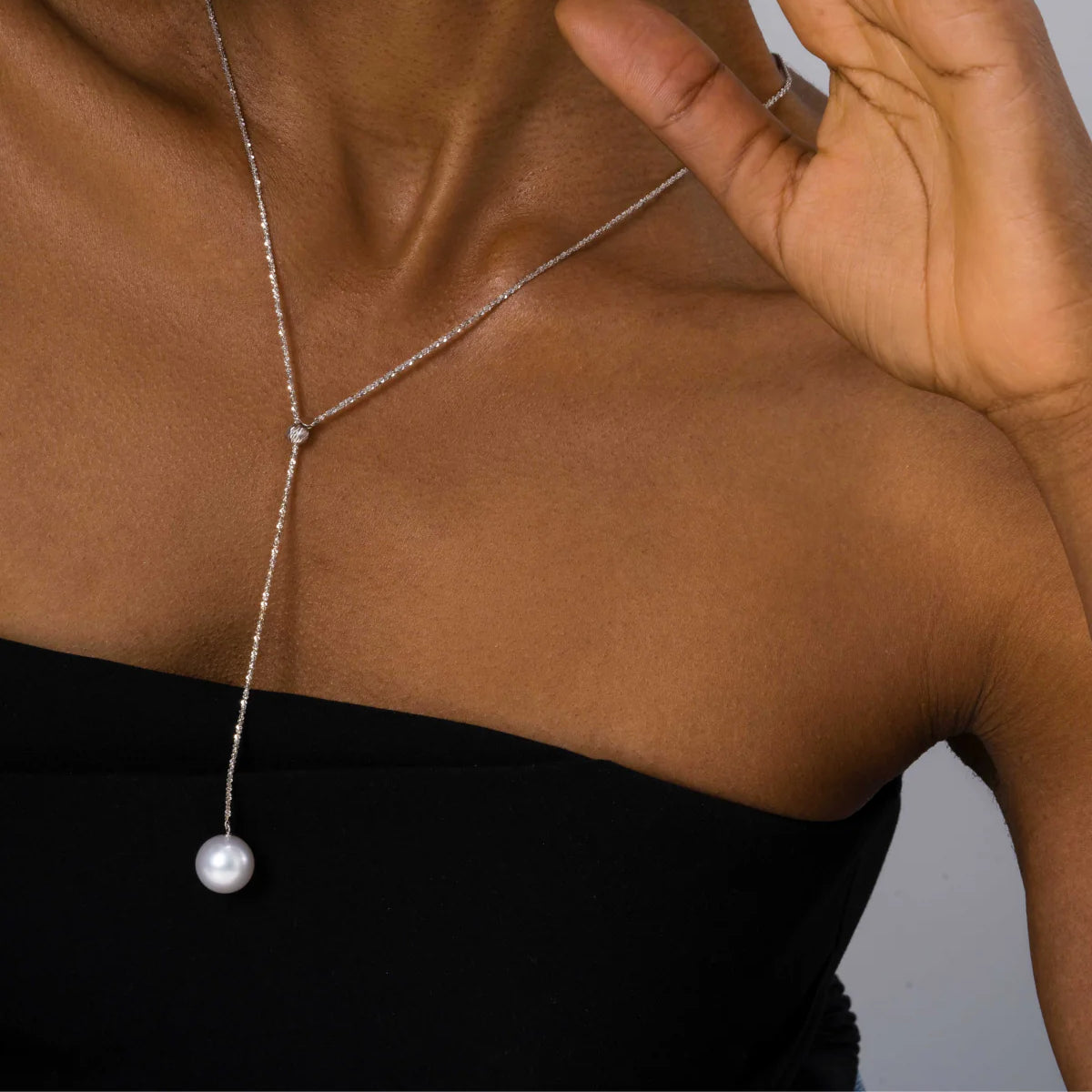 12-13mm White South Sea Pearl Platinum Necklace