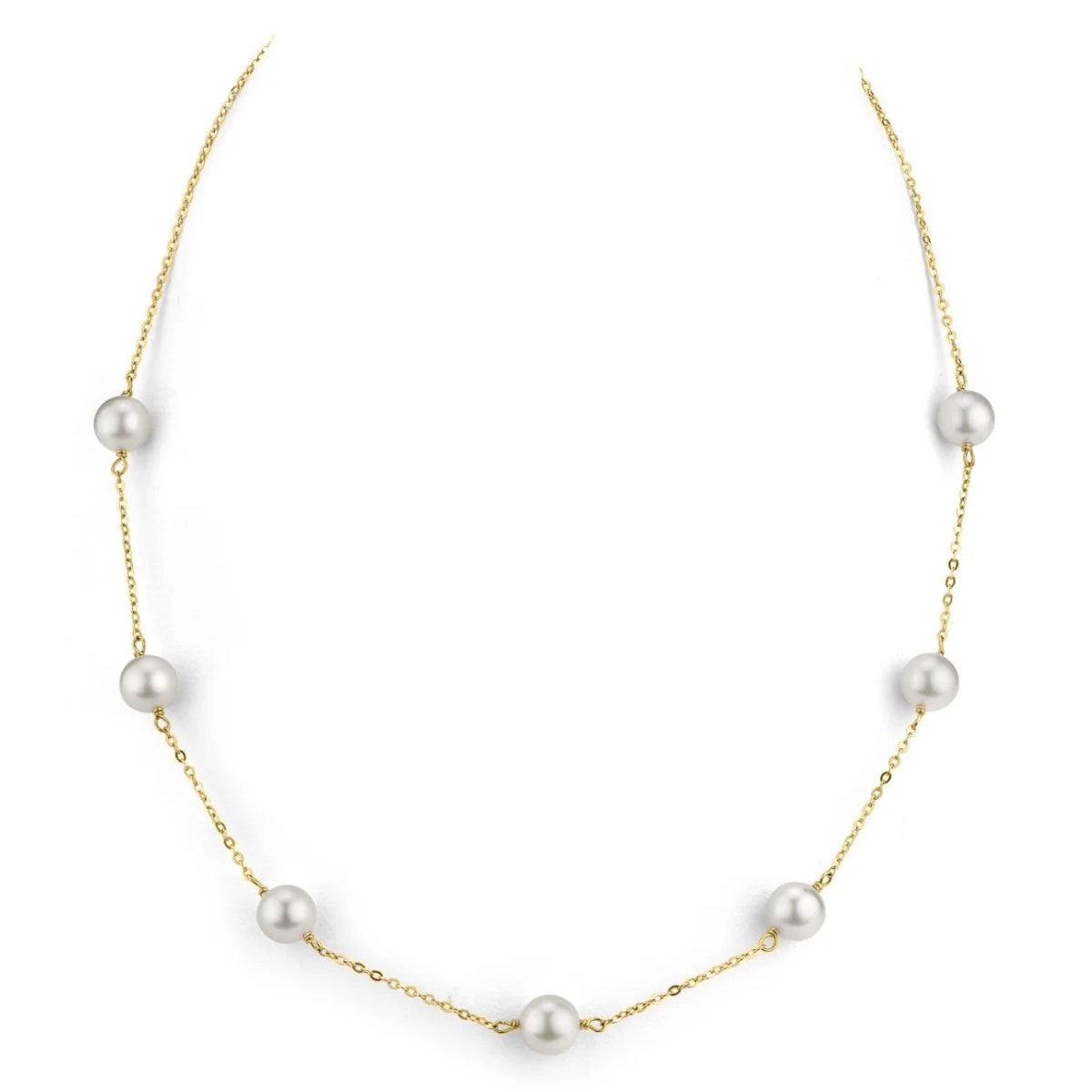 14K Gold Japanese Akoya Pearl Tincup Necklace