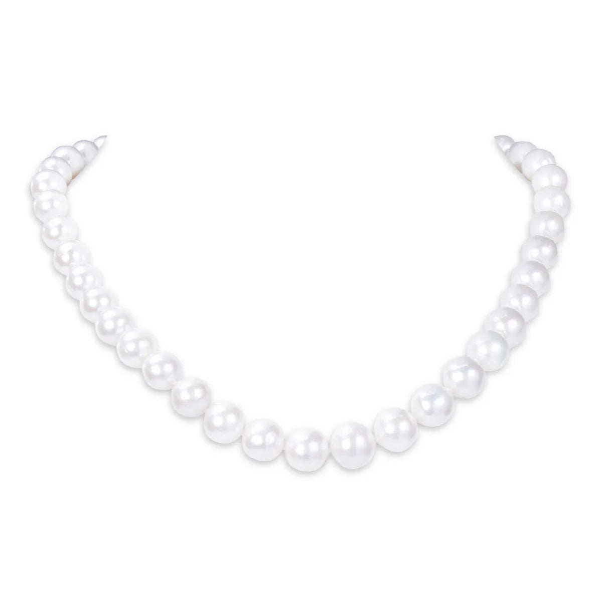 9-12mm Big Light Bulb Freshwater White Pearl Gradient Necklace