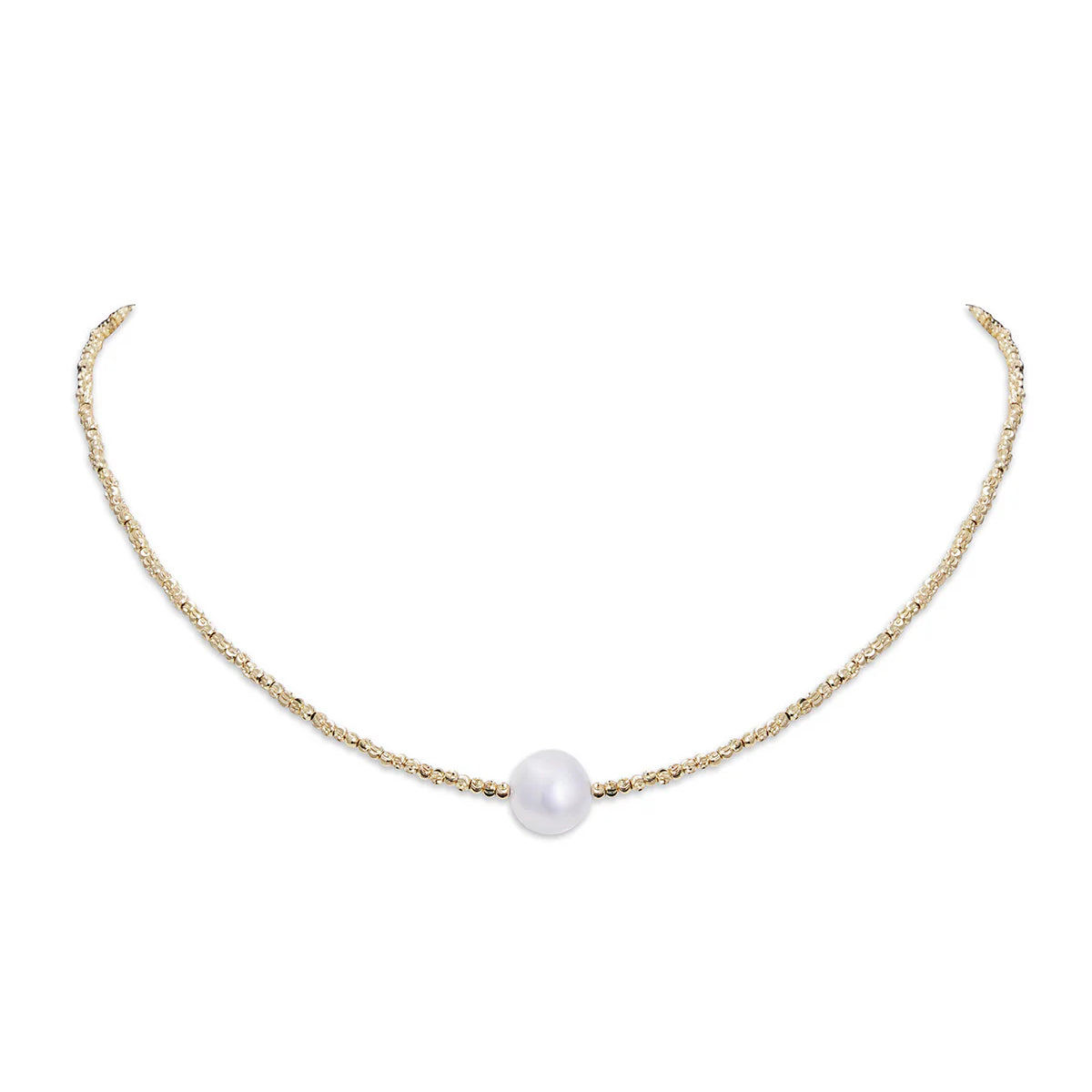 14K Gold Chain 10-11mm Freshwater Pearl Bean Necklace