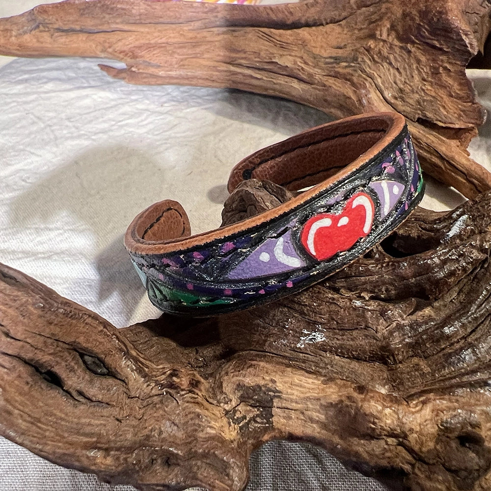 “Violet Night” Hand Made Genuine Leather Bracelet
