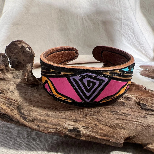 “Rose Flame” Hand Made Genuine Leather Bracelet