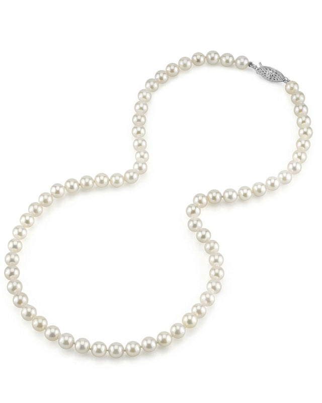 6.0-6.5mm Japanese Akoya White Pearl Necklace- AA+ Quality