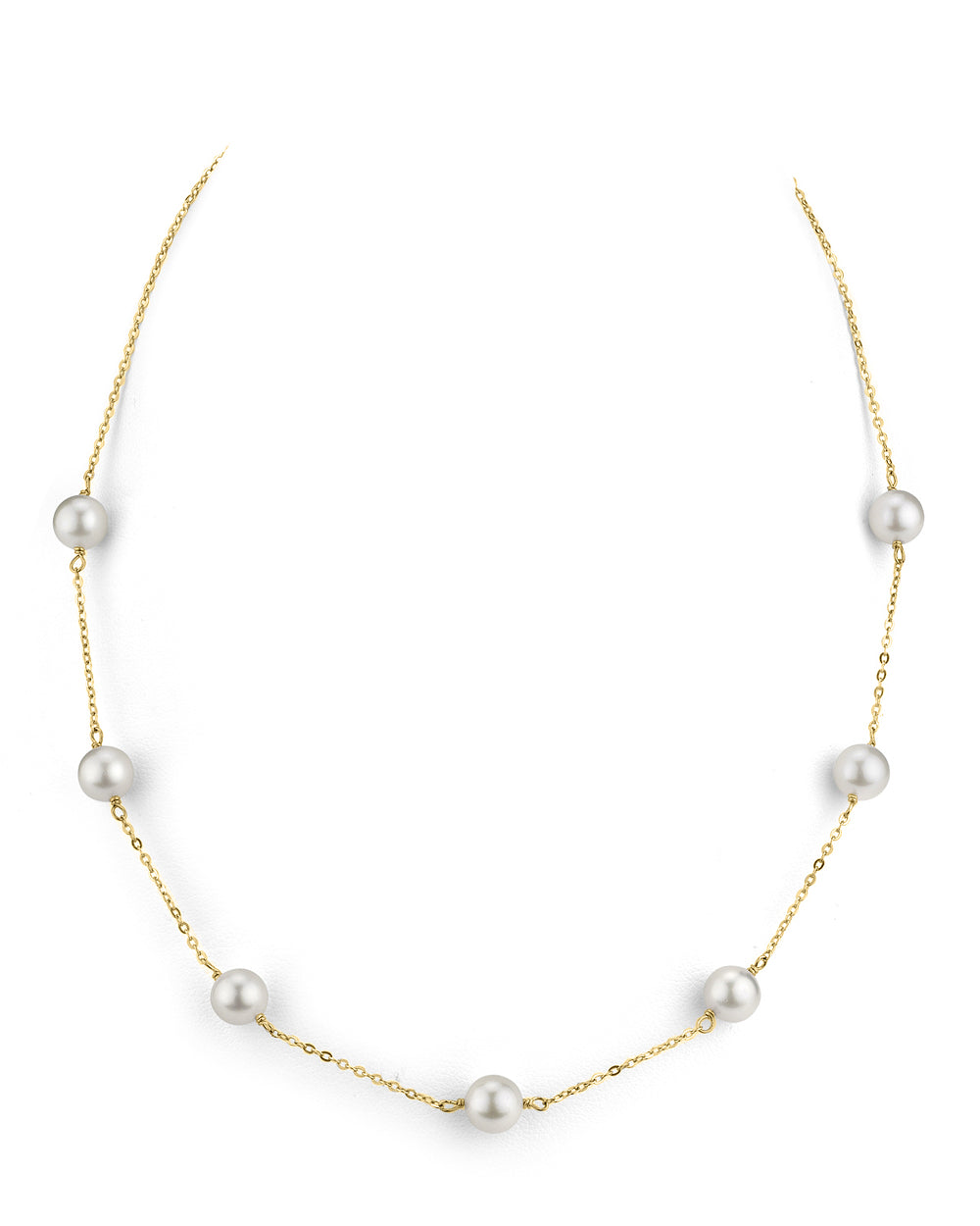 14K Gold Japanese Akoya Pearl Tincup Necklace