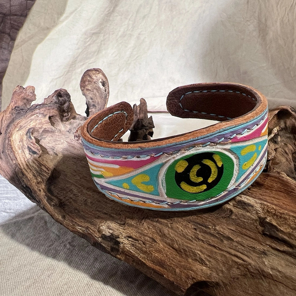 “Spiral Eye” Hand Made Genuine Leather Bracelet