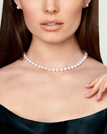 7.5-8.0mm Japanese Akoya White Pearl Necklace - AAA Quality