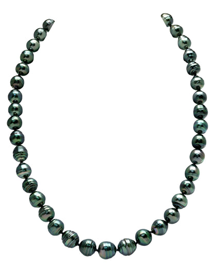 8-10mm Dark Tahitian South Sea Circle-Baroque Pearl Necklace