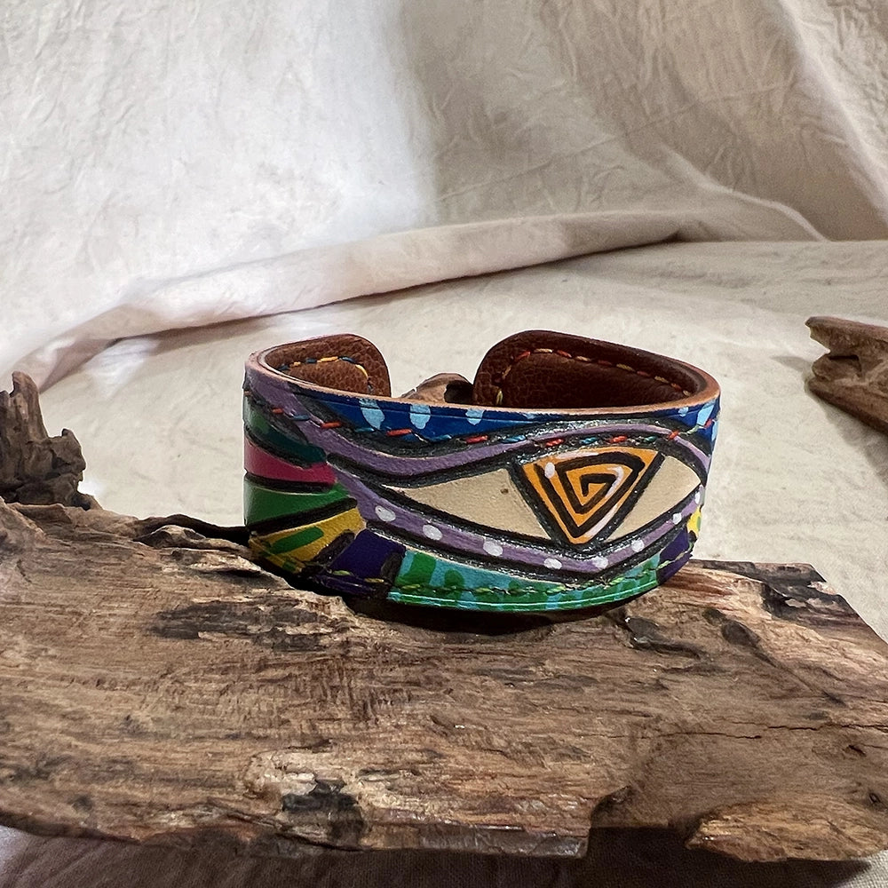 “Starburst” Hand Made Genuine Leather Bracelet