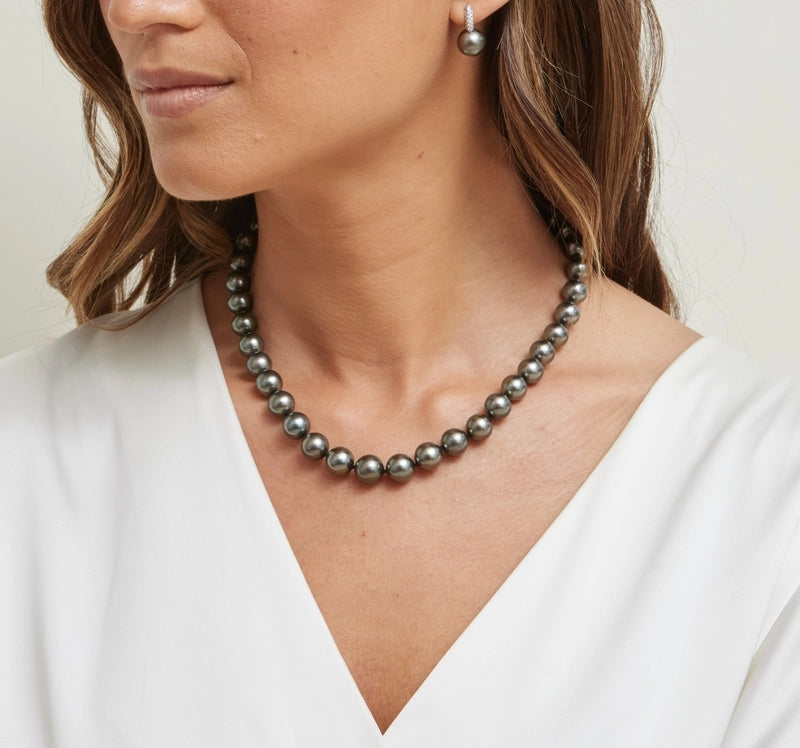 9-11.4mm Peacock Tahitian South Sea Pearl Necklace - PSL Certified