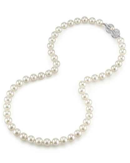 7.5-8.0mm Japanese Akoya White Pearl Necklace - AAA Quality