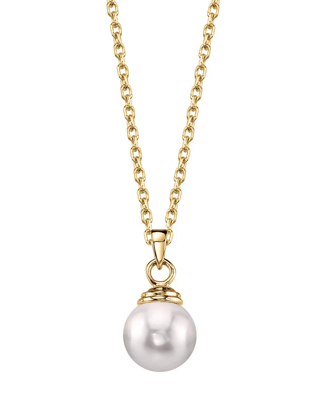 14K Gold AA+ Japanese Akoya Pearl Hope Pendant