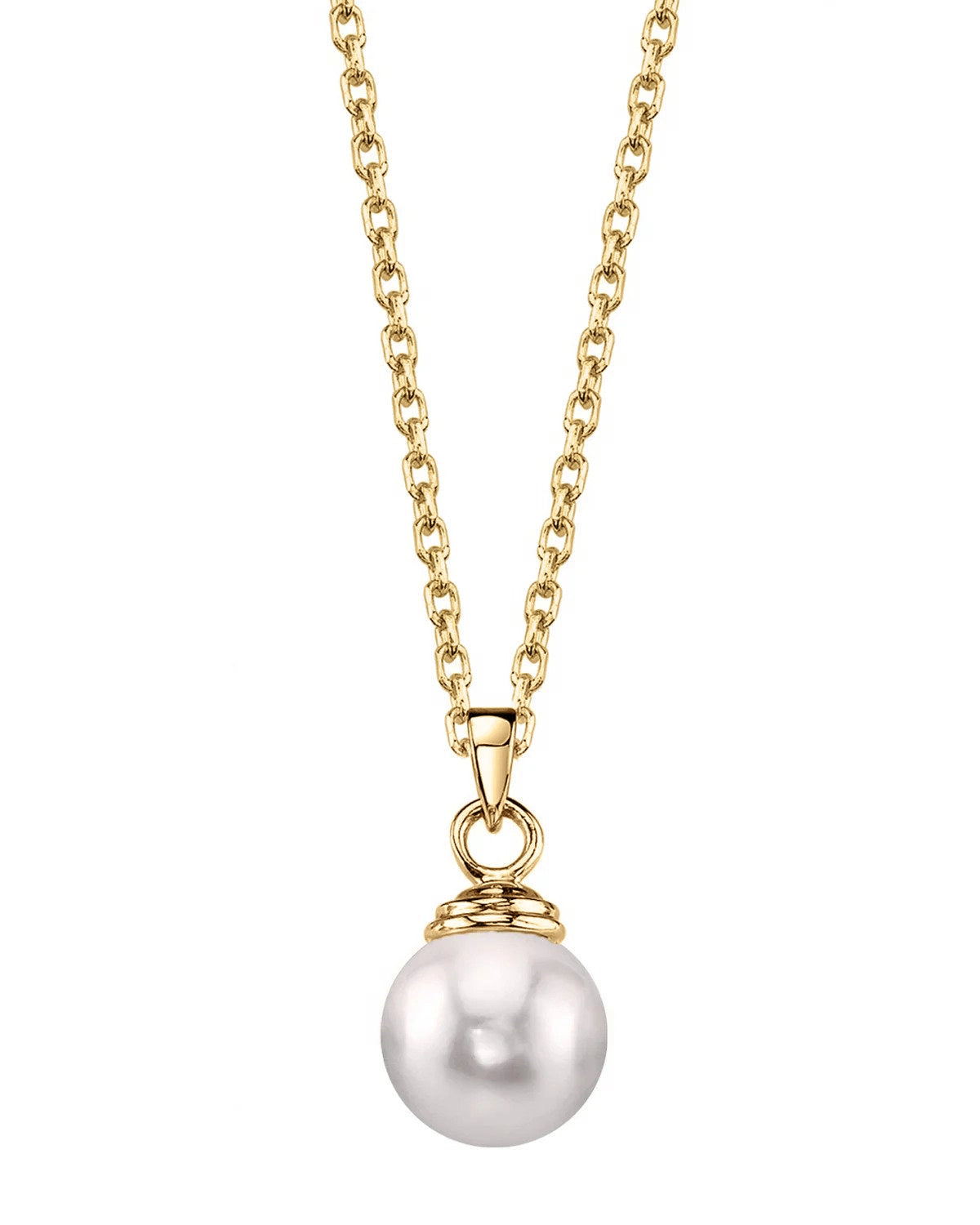 14K Gold AA+ Japanese Akoya Pearl Hope Pendant