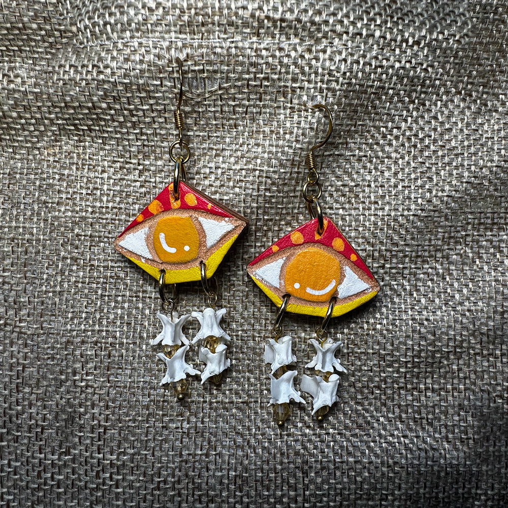 “Red Iris” Hand Made Genuine Leather Earing Ware