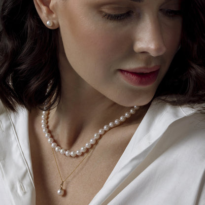 14K Gold AA+ Japanese Akoya Pearl Hope Pendant
