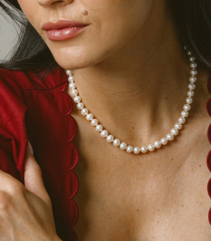6.5-7.0mm White Freshwater Pearl Necklace - AAA Quality